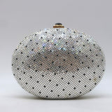 Judith Leiber Polka Dot Swarovski Crystal Round Minaudiere Clutch Silver/Gold