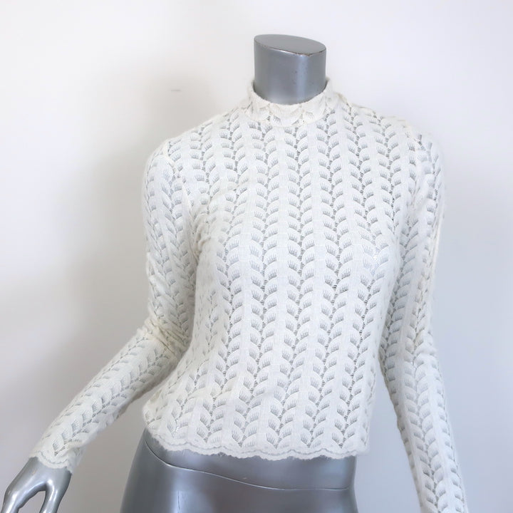 Sablyn Hailey B Mock Neck Lace Top Cream Size Small