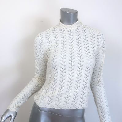 Sablyn Hailey B Mock Neck Lace Top Cream Size Small