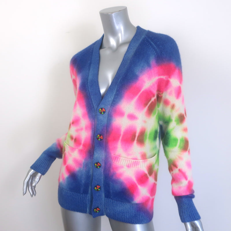 The Elder Statesman tie-dye cashmere cardigan in multi-color, extra-small, pre-owned luxury knit