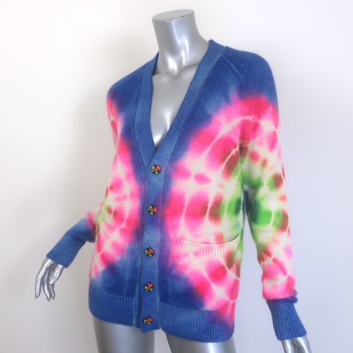 The Elder Statesman tie-dye cashmere cardigan in multi-color, extra-small, pre-owned luxury knit