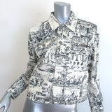 Christian Dior Paris Print Denim Jacket Cream/Black Size US 6