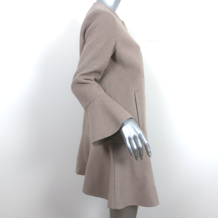 Zara Bell Sleeve Coat Beige Wool Felt Size Medium