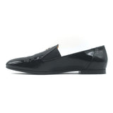 Chanel CC Smoking Slippers Black Patent Leather Size 38.5 Slip-On Loafers