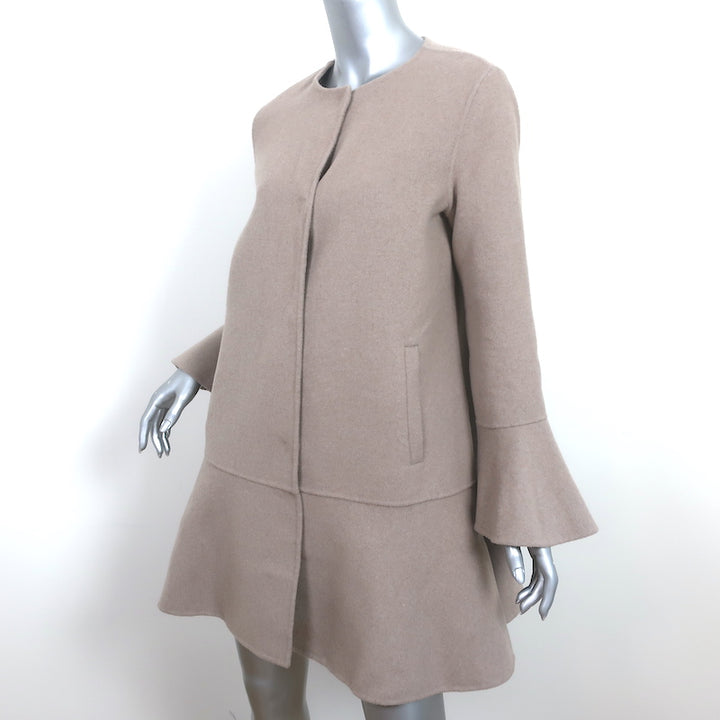 Zara Bell Sleeve Coat Beige Wool Felt Size Medium