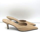 Lauren Ralph Lauren Mules Sandy Beige Leather Size 8.5 Pointed Toe Heels