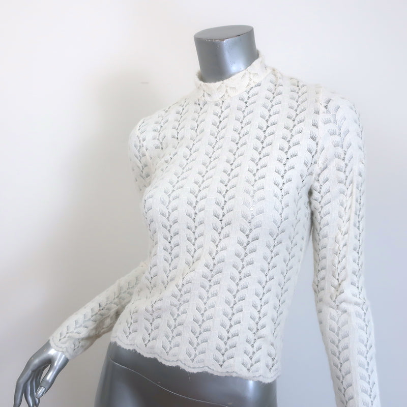 Sablyn Hailey B Mock Neck Lace Top Cream Size Small
