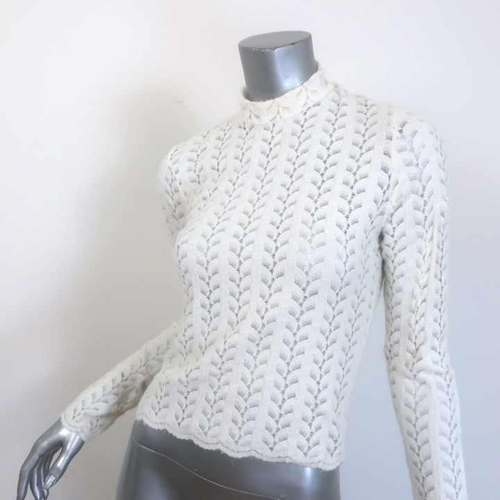 Sablyn Hailey B Mock Neck Lace Top Cream Size Small