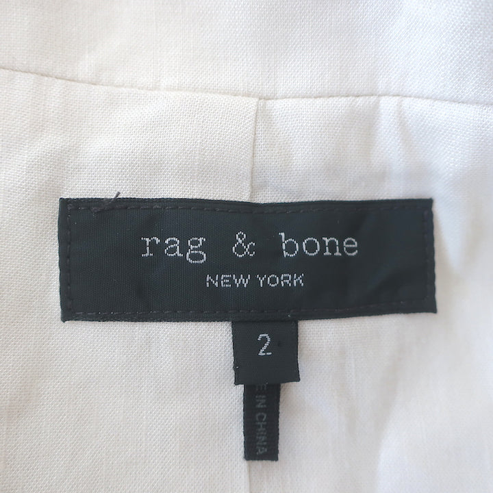 Rag &amp; Bone Margot Blazer Ecru Stretch Linen Size 2 One-Button Jacket