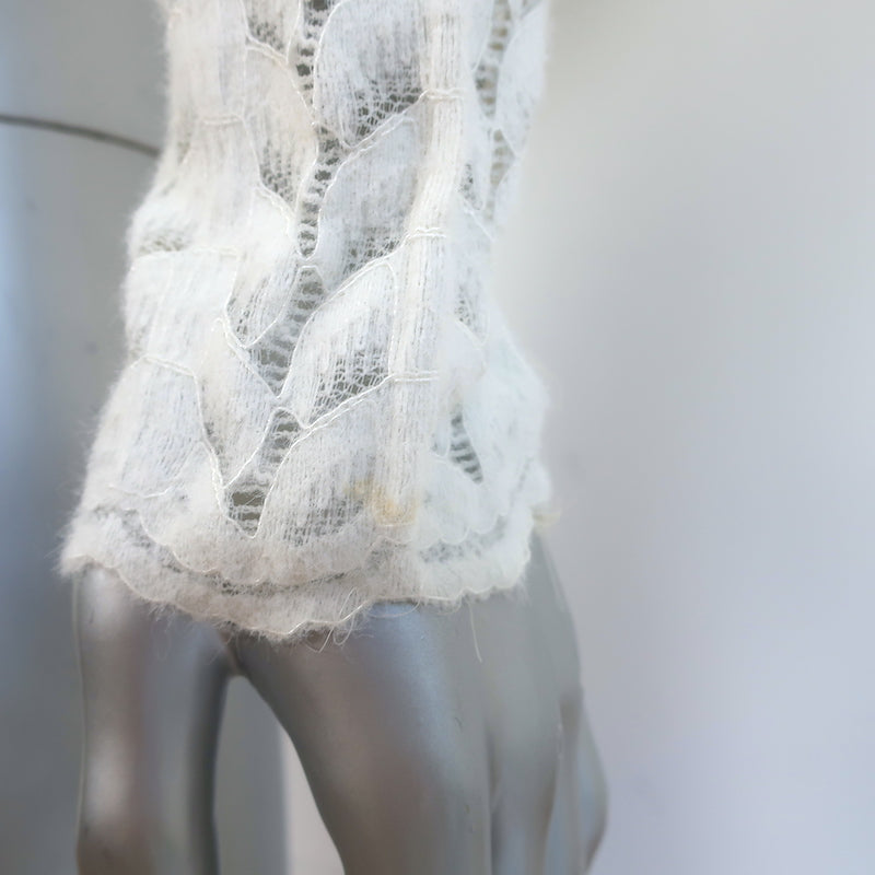 Sablyn Hailey B Mock Neck Lace Top Cream Size Small