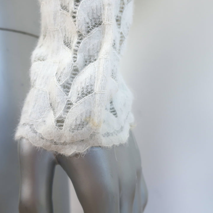 Sablyn Hailey B Mock Neck Lace Top Cream Size Small
