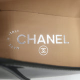 Chanel CC Smoking Slippers Black Patent Leather Size 38.5 Slip-On Loafers