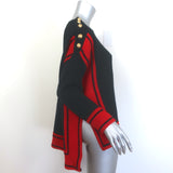 Alexander McQueen cashmere buttoned-shoulder sweater in black and red, authentic pre-owned luxury