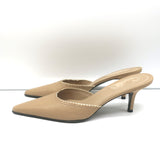 Lauren Ralph Lauren Mules Sandy Beige Leather Size 8.5 Pointed Toe Heels