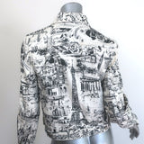 Christian Dior Paris Print Denim Jacket Cream/Black Size US 6