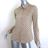 L'Agence Harmony Chain Print Shirt Beige Satin Size Small Long Sleeve Top