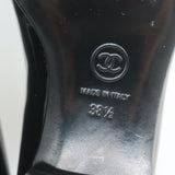 Chanel CC Smoking Slippers Black Patent Leather Size 38.5 Slip-On Loafers