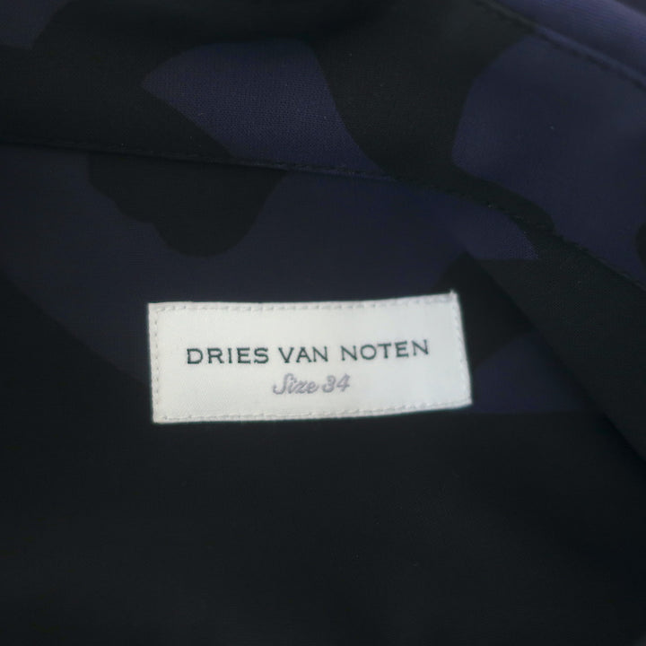 Dries Van Noten Beaded Panther Shirtdress Purple/Black Camouflage Cotton Size 34
