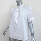 Apiece Apart Los Altos Top White Cotton Size Small Short Sleeve Blouse