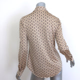 L'Agence Harmony Chain Print Shirt Beige Satin Size Small Long Sleeve Top