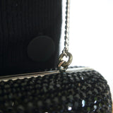 Judith Leiber Swarovski Crystal Minaudiere Box Clutch Black Mini Shoulder Bag