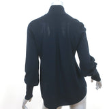 Elie Tahari Blouson-Sleeve Sweater Navy Extrafine Merino Wool Size Small