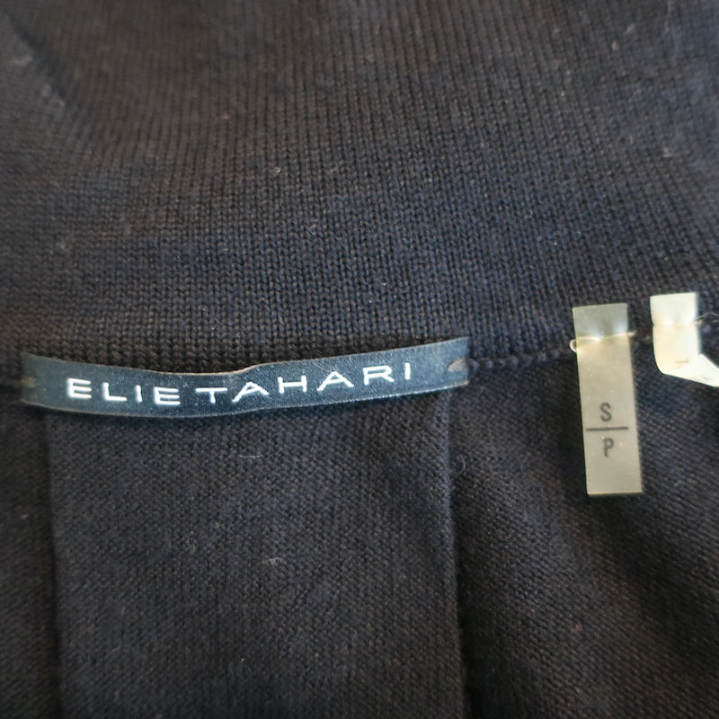 Elie Tahari Blouson-Sleeve Sweater Navy Extrafine Merino Wool Size Small