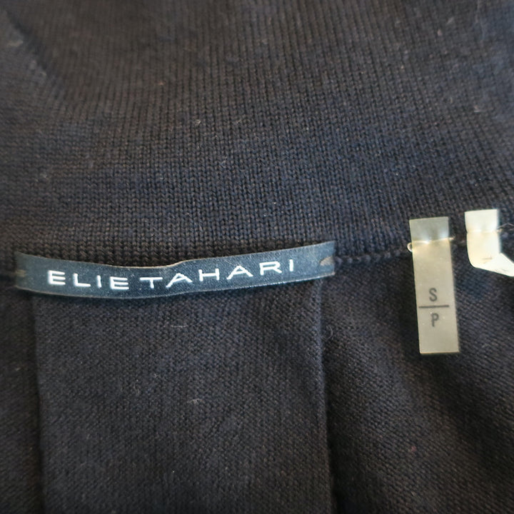 Elie Tahari Blouson-Sleeve Sweater Navy Extrafine Merino Wool Size Small