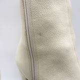 KHAITE Nevada Snake-Embossed Cap Toe Stretch Leather Ankle Boots Cream Size 38