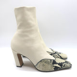 KHAITE Nevada Snake-Embossed Cap Toe Stretch Leather Ankle Boots Cream Size 38