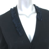 BOSS Hugo Boss Ruffle-Trim Cardigan Black Cashmere-Silk Size Extra Small