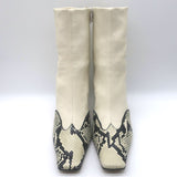 KHAITE Nevada Snake-Embossed Cap Toe Stretch Leather Ankle Boots Cream Size 38