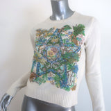 Christian Dior Star-Embroidered Cashmere Crewneck Sweater Ivory Size US 6