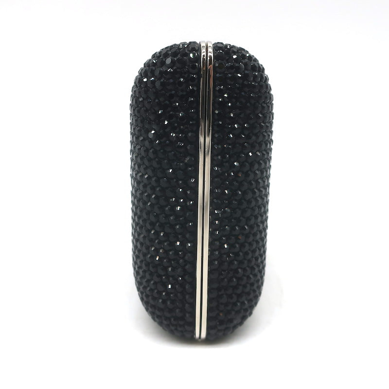 Judith Leiber Swarovski Crystal Minaudiere Box Clutch Black Mini Shoulder Bag