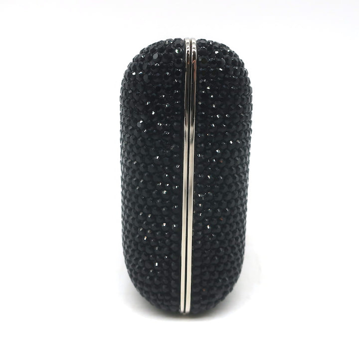 Judith Leiber Swarovski Crystal Minaudiere Box Clutch Black Mini Shoulder Bag