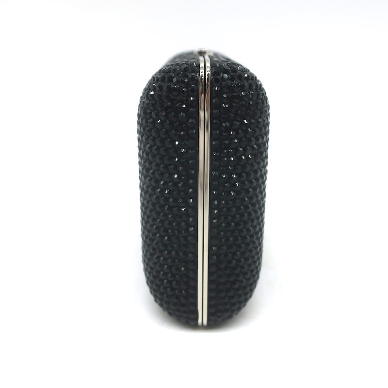 Judith Leiber Swarovski Crystal Minaudiere Box Clutch Black Mini Shoulder Bag