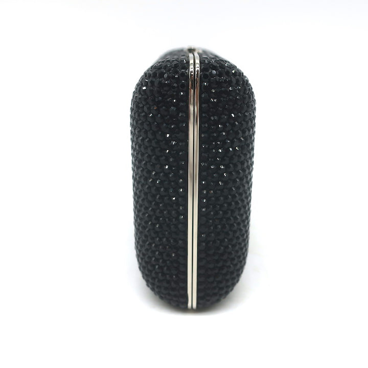 Judith Leiber Swarovski Crystal Minaudiere Box Clutch Black Mini Shoulder Bag