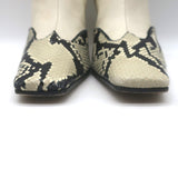 KHAITE Nevada Snake-Embossed Cap Toe Stretch Leather Ankle Boots Cream Size 38