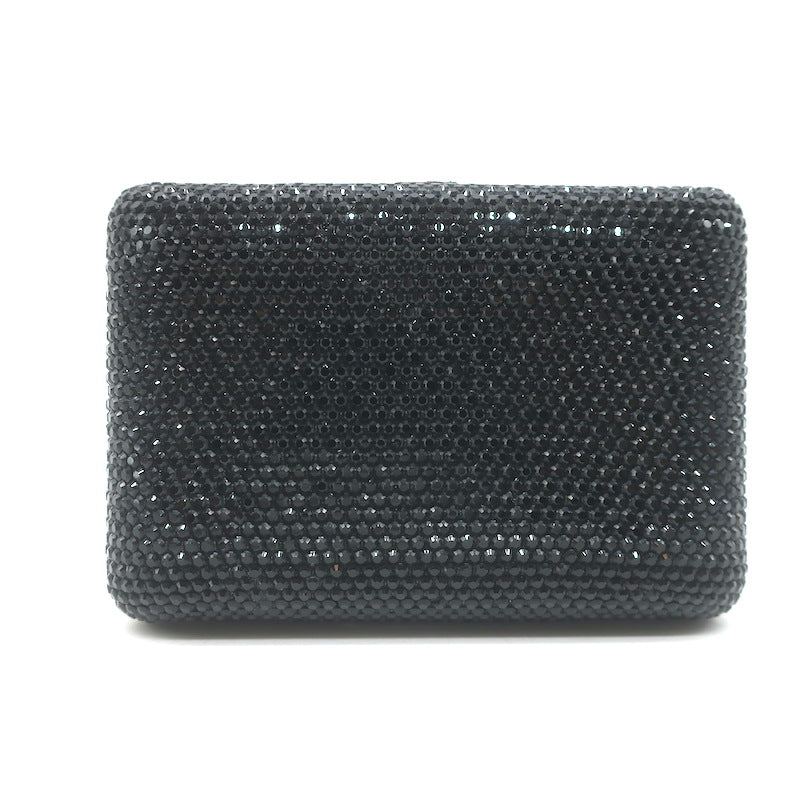 Judith Leiber Swarovski Crystal Minaudiere Box Clutch Black Mini Shoulder Bag