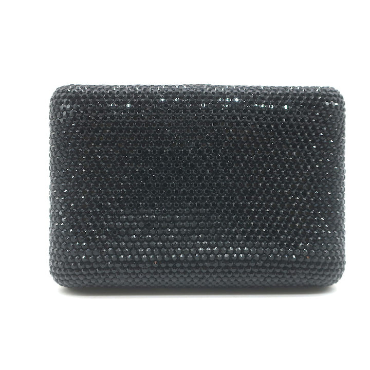Judith Leiber Swarovski Crystal Minaudiere Box Clutch Black Mini Shoulder Bag