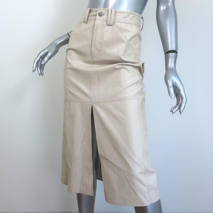 A.L.C. Alden Faux Leather Midi Skirt Ivory Size 0 NEW