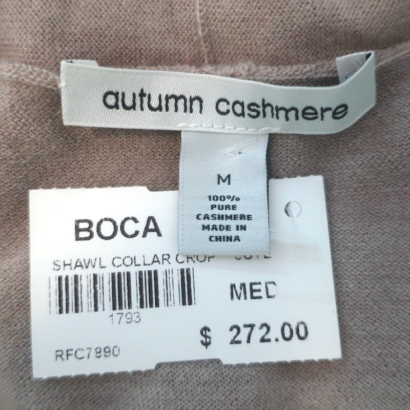 Autumn Cashmere Shawl Collar Crop Cardigan Taupe Cashmere Size Medium NEW
