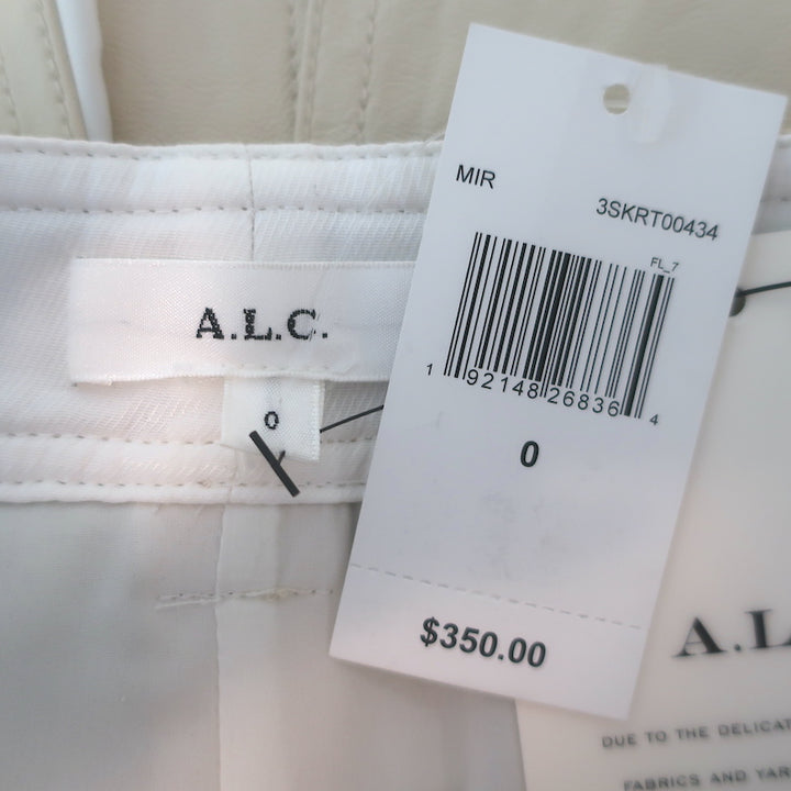 A.L.C. Alden Faux Leather Midi Skirt Ivory Size 0 NEW
