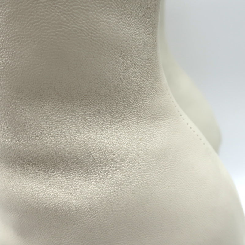 KHAITE Nevada Snake-Embossed Cap Toe Stretch Leather Ankle Boots Cream Size 38