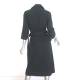 Dries Van Noten Belted Wrap Dress Black Cotton-Blend Size 34 Half-Sleeve Midi