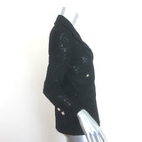 Chanel 23S Lace Crystal-Button Blazer Jacket Black Cotton-Blend Size 34 NEW