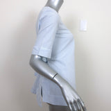 COS Tie-Back Top Blue/White Pinstripe Cotton Size 4 Short Sleeve Blouse