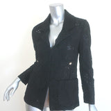 Chanel 23S Lace Crystal-Button Blazer Jacket Black Cotton-Blend Size 34 NEW