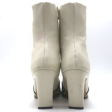 KHAITE Nevada Snake-Embossed Cap Toe Stretch Leather Ankle Boots Cream Size 38