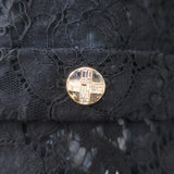 Chanel 23S Lace Crystal-Button Blazer Jacket Black Cotton-Blend Size 34 NEW